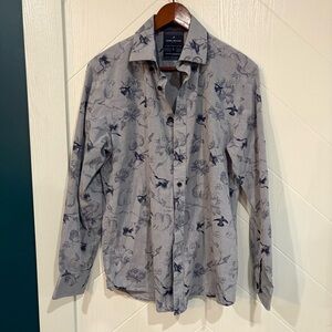 Daniel hechter 100% cotton no iron soft grey and‎ blue men’s dress shirt ,